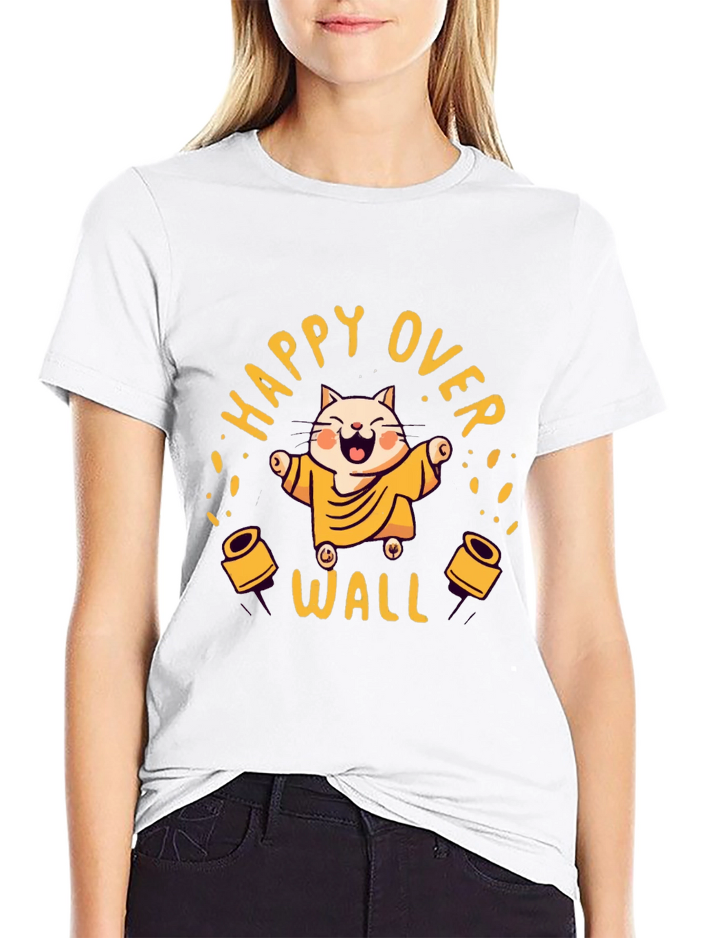 Happy Over Wall Graphic Tee - Black