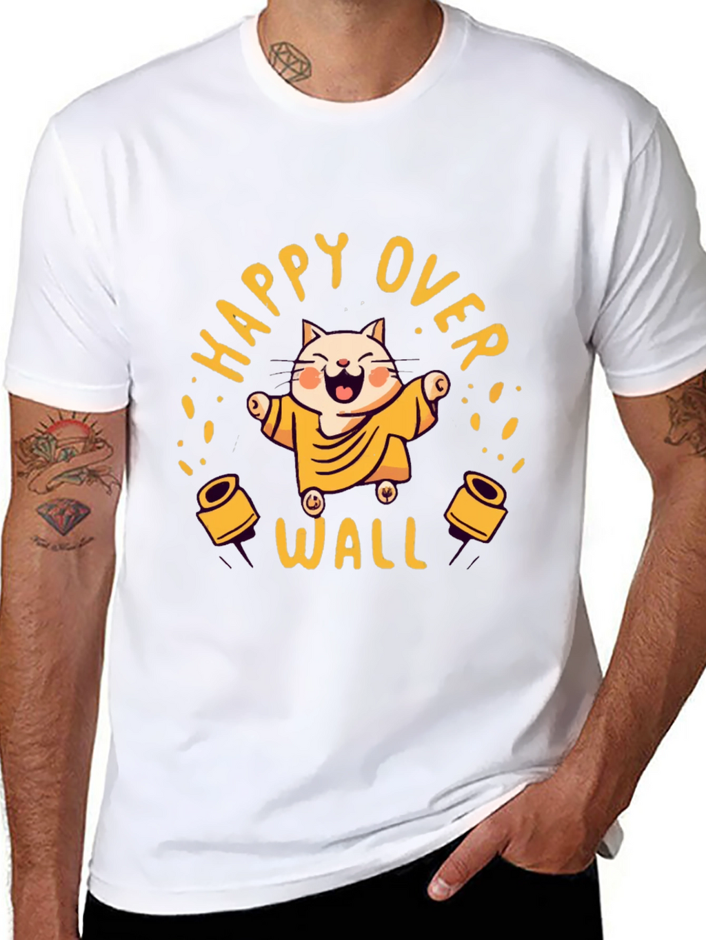Happy Over Wall Graphic Tee - Black