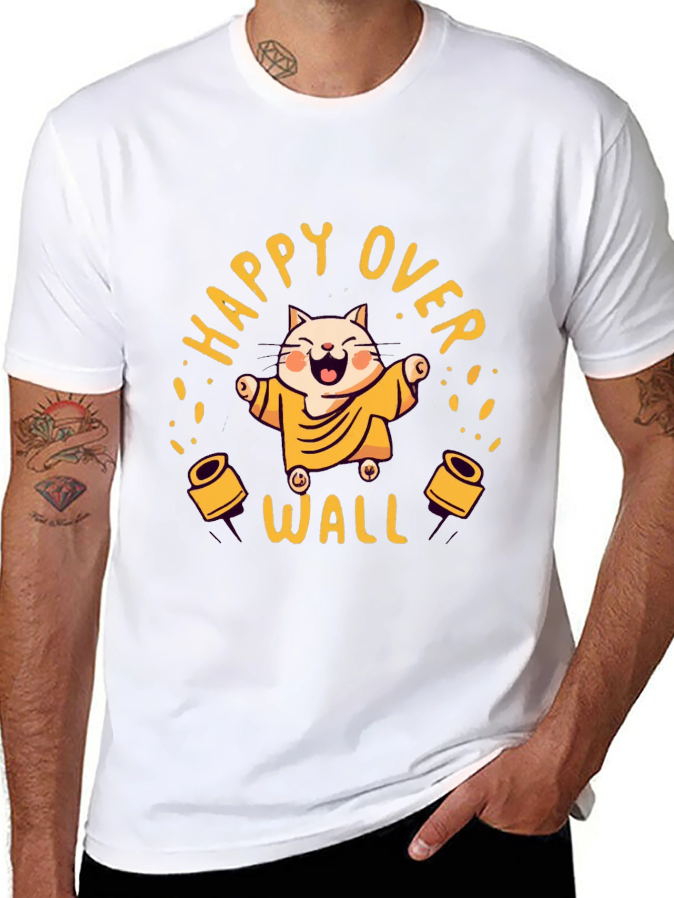 Happy Over Wall Graphic Tee - Black