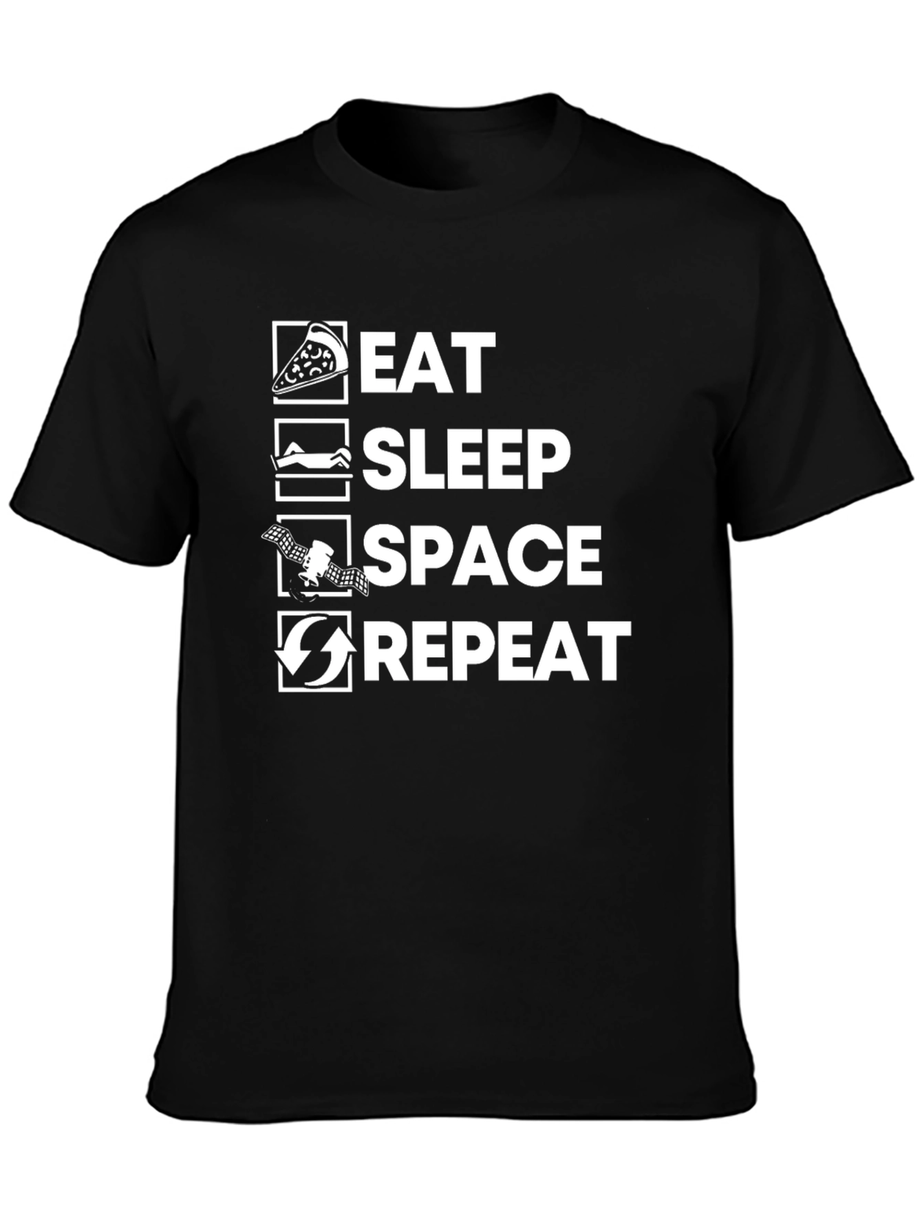 Eat Sleep Space Repeat Graphic Tee - Black
