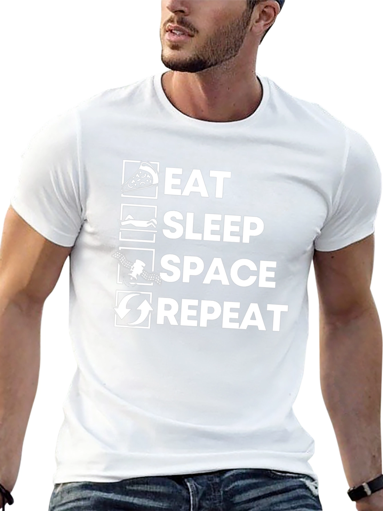 Eat Sleep Space Repeat Graphic Tee - Black