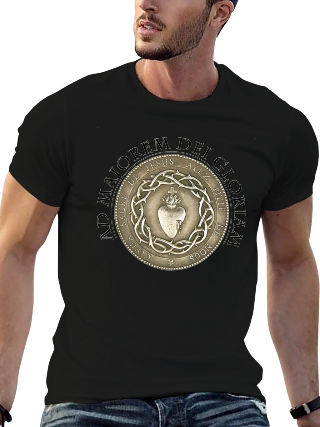 Sacred Heart Graphic T-Shirt - Black