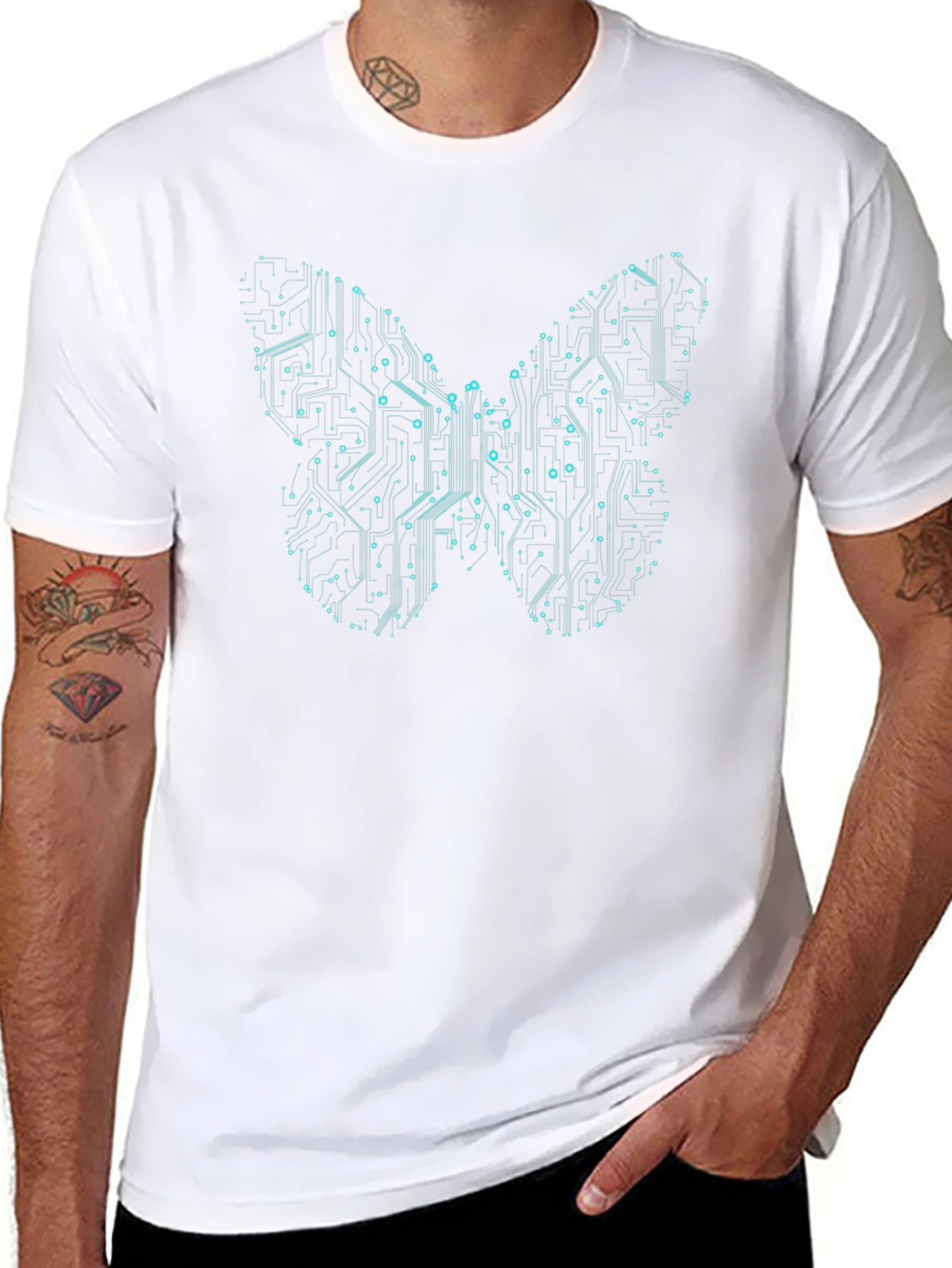 Tech Butterfly Graphic Tee - Modern Circuit Design