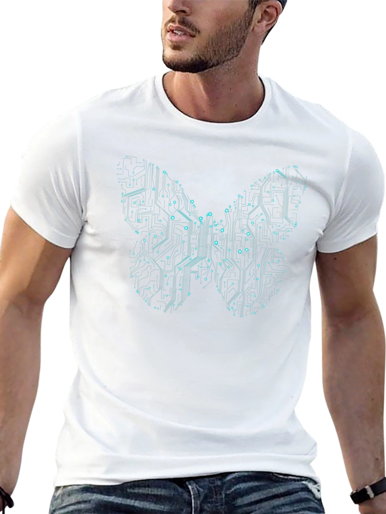 Tech Butterfly Graphic Tee - Modern Circuit Design
