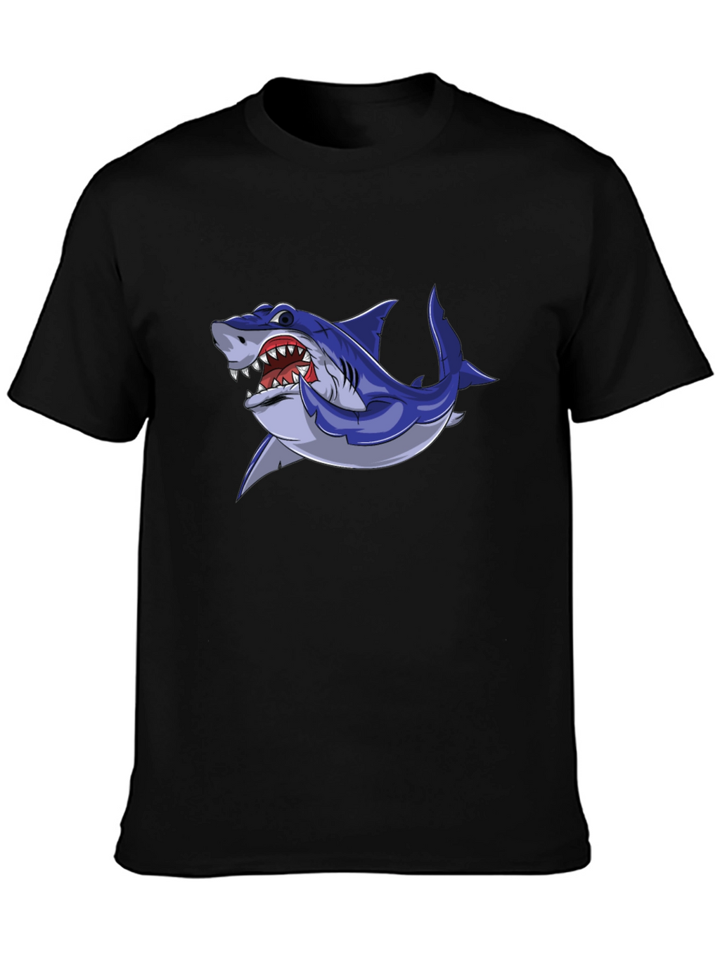 Cool Shark Graphic Tee - Black Cotton Blend