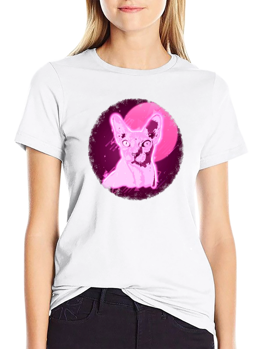 Sphynx Cat T-Shirt - Retro Pink