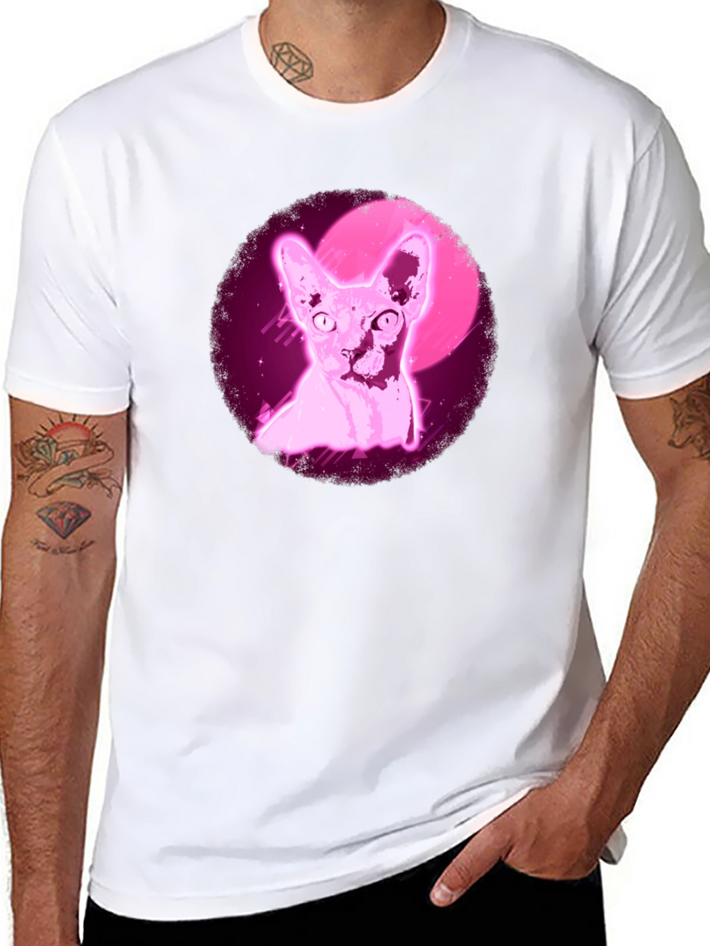 Sphynx Cat T-Shirt - Retro Pink