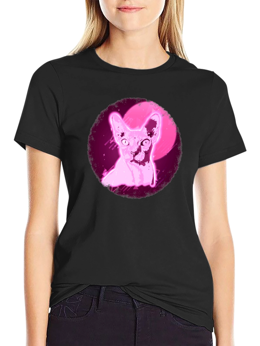 Sphynx Cat T-Shirt - Retro Pink