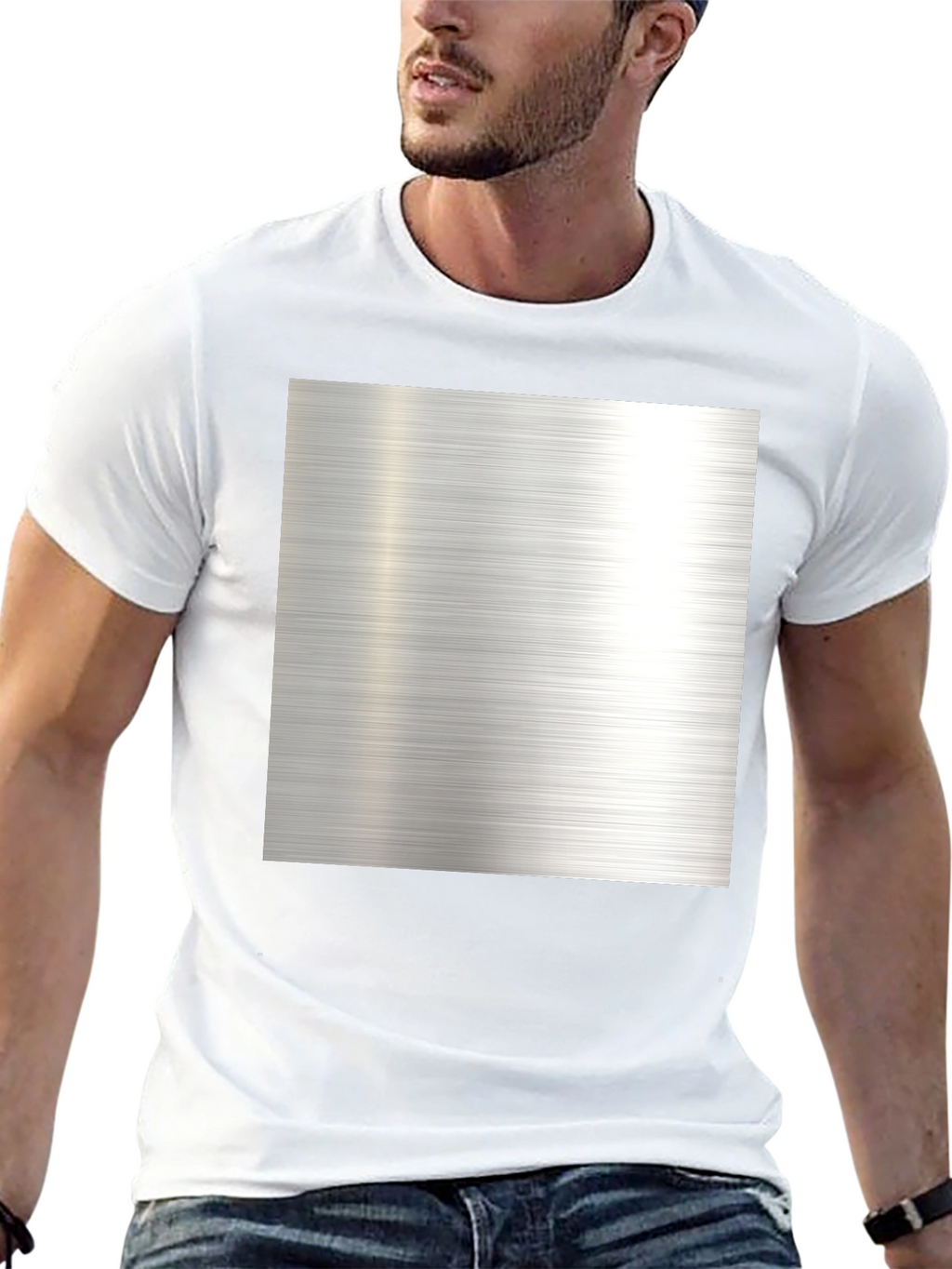 Metal Texture Print Black T-Shirt