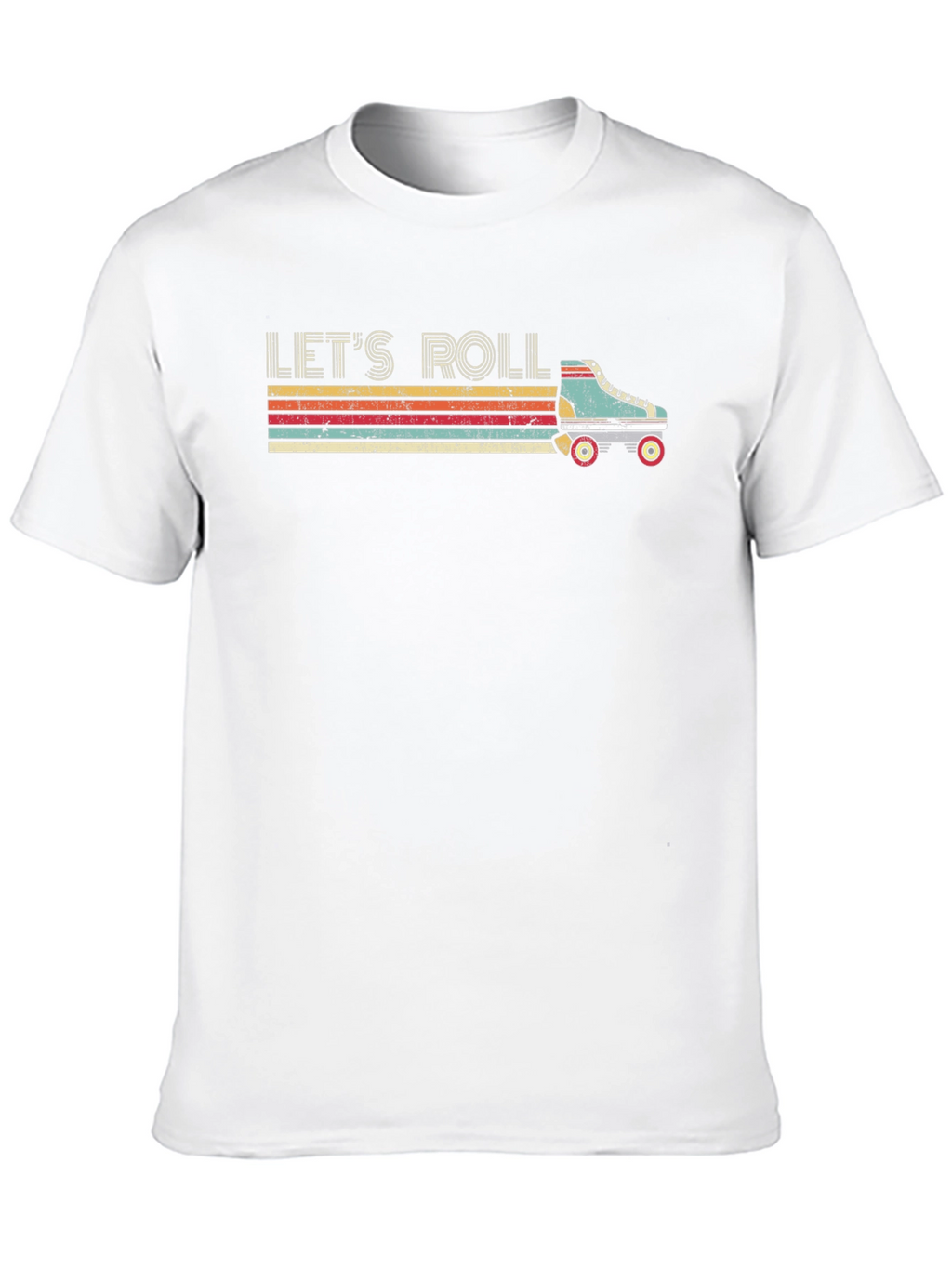 Lets Roll Retro Roller Skate Black T-Shirt