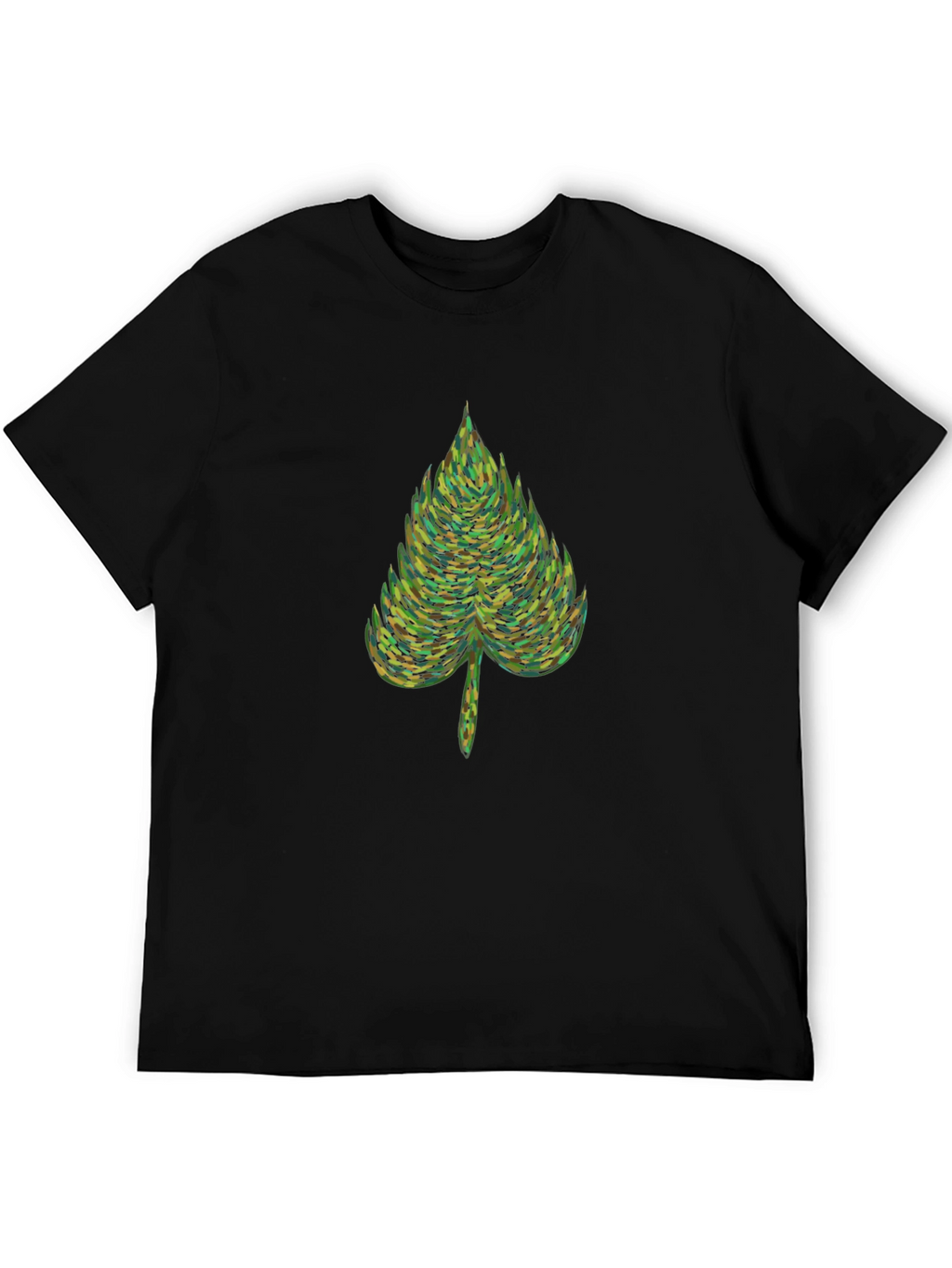 Nature Leaf Graphic Tee - Soft Black Cotton T-Shirt