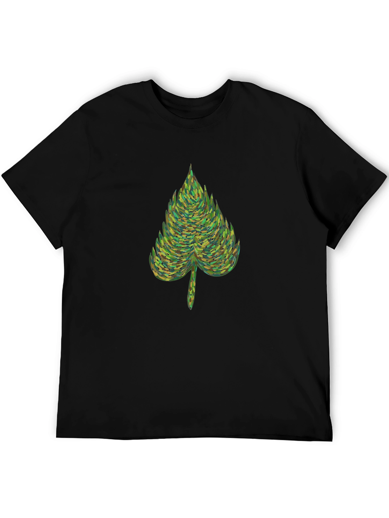 Nature Leaf Graphic Tee - Soft Black Cotton T-Shirt