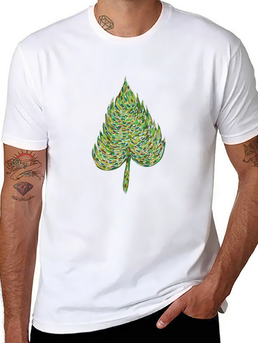 Nature Leaf Graphic Tee - Soft Black Cotton T-Shirt