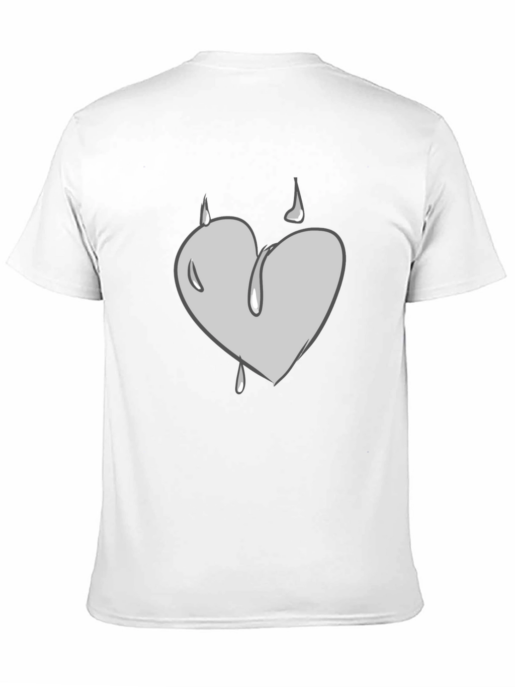 Grey Heart Drip Graphic Black T-Shirt