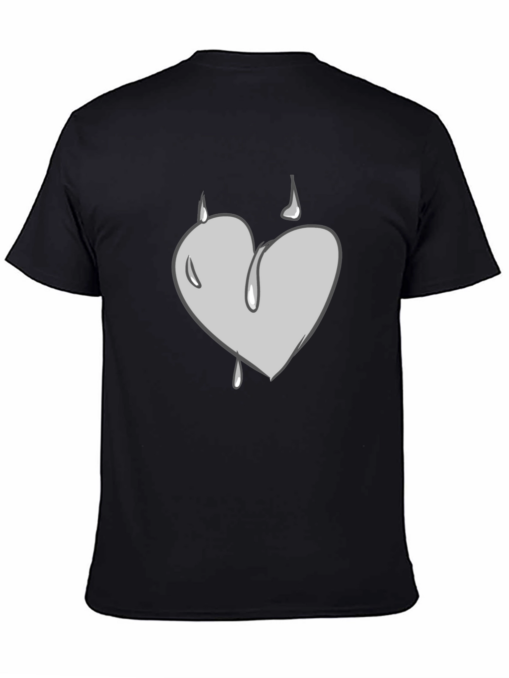 Grey Heart Drip Graphic Black T-Shirt
