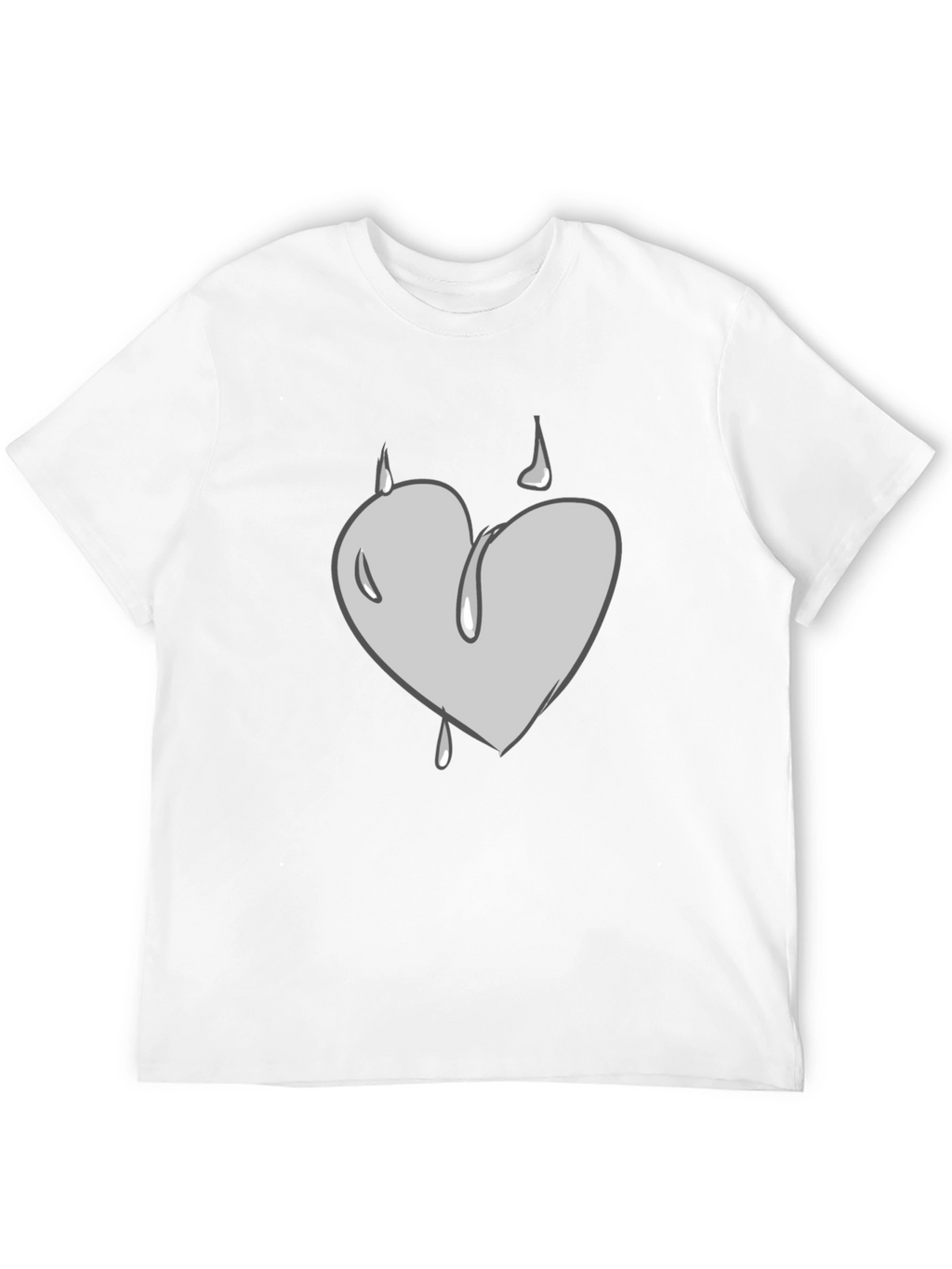 Grey Heart Drip Graphic Black T-Shirt