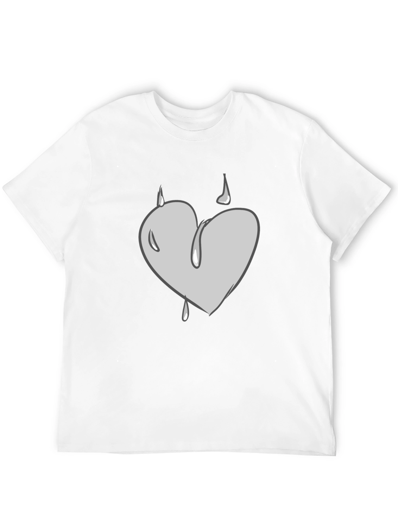 Grey Heart Drip Graphic Black T-Shirt