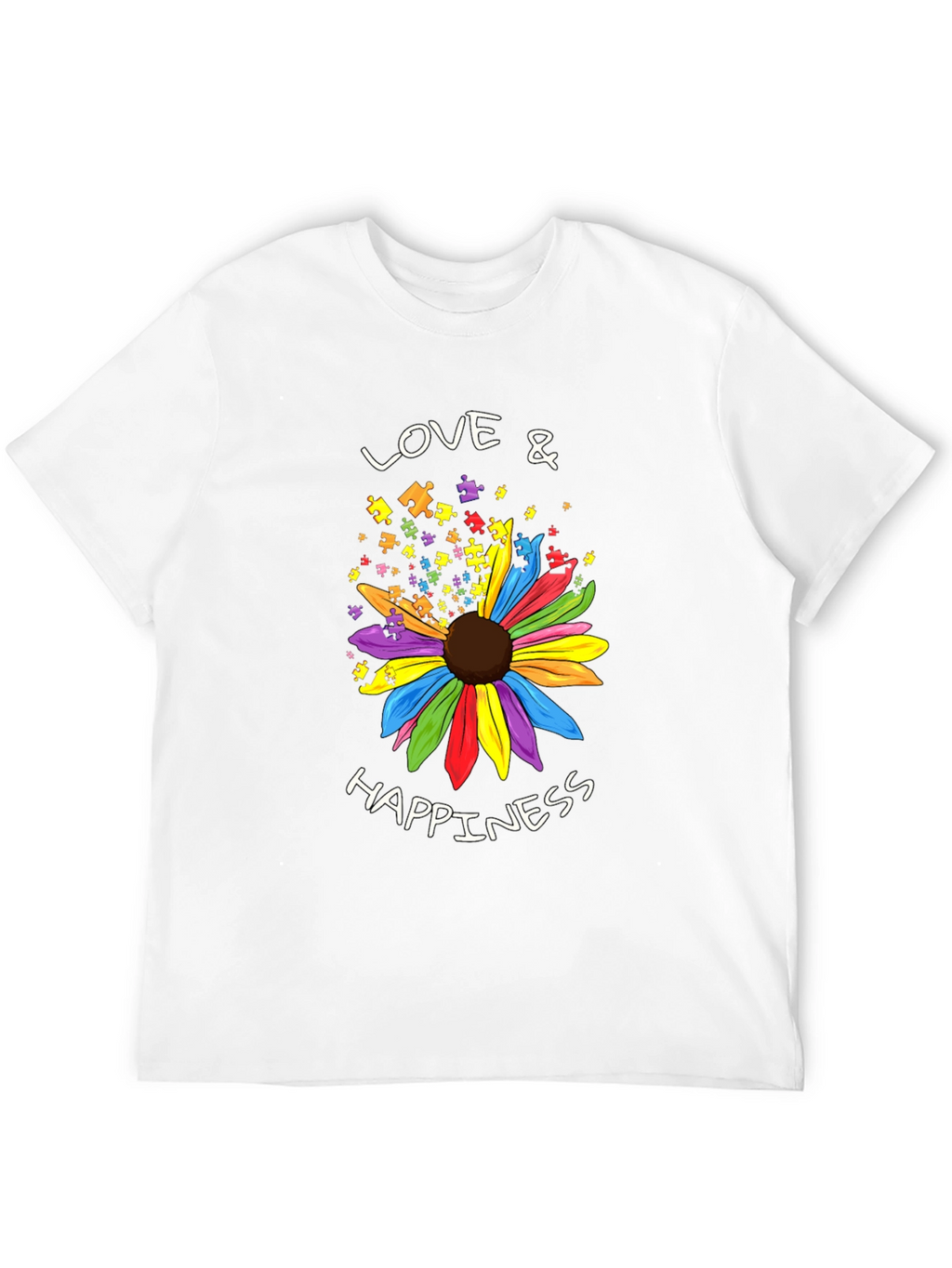 Love & Happiness Autism Awareness Flower T-Shirt