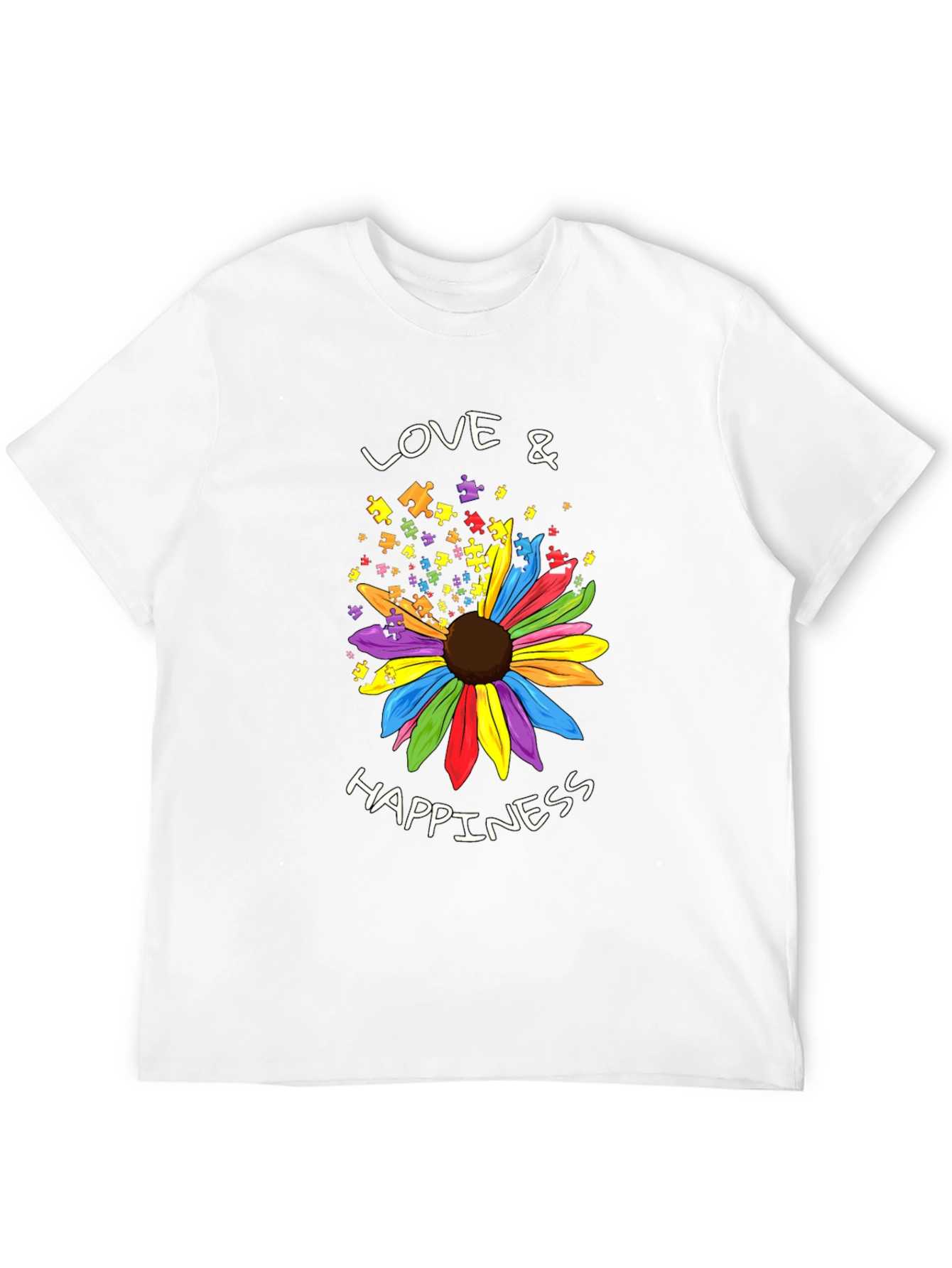 Love & Happiness Autism Awareness Flower T-Shirt
