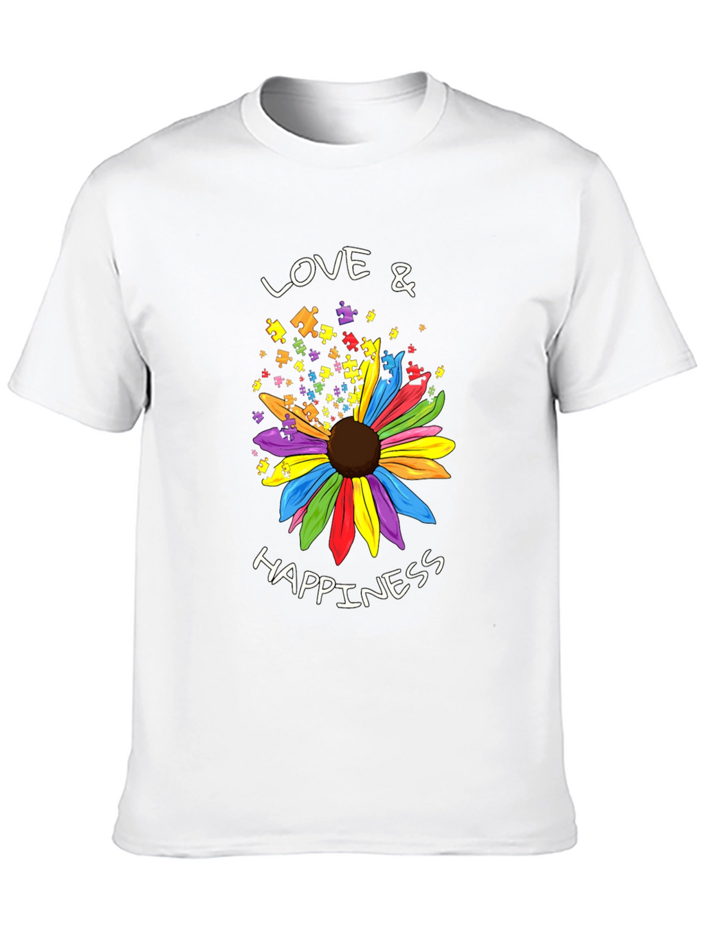 Love & Happiness Autism Awareness Flower T-Shirt