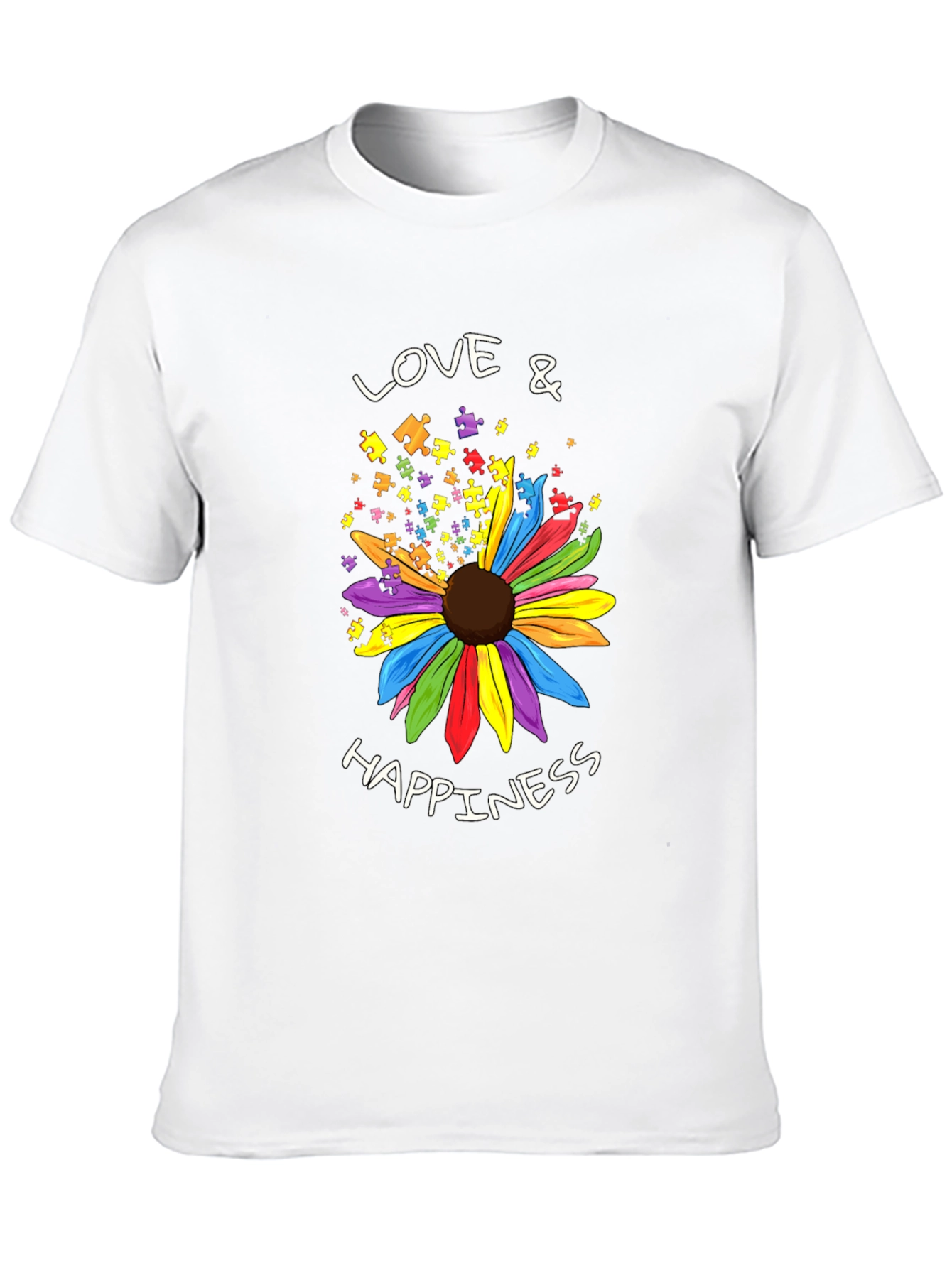 Love & Happiness Autism Awareness Flower T-Shirt
