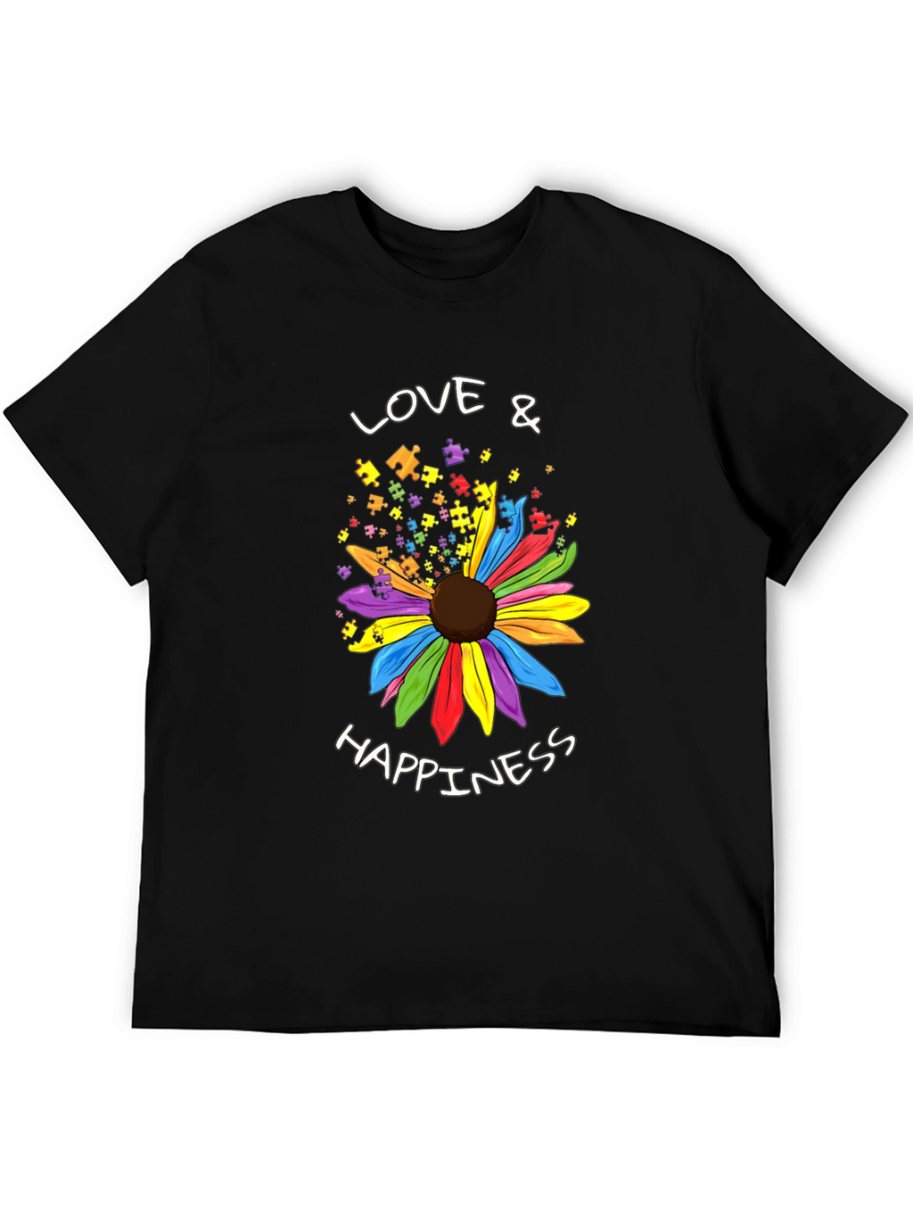 Love & Happiness Autism Awareness Flower T-Shirt