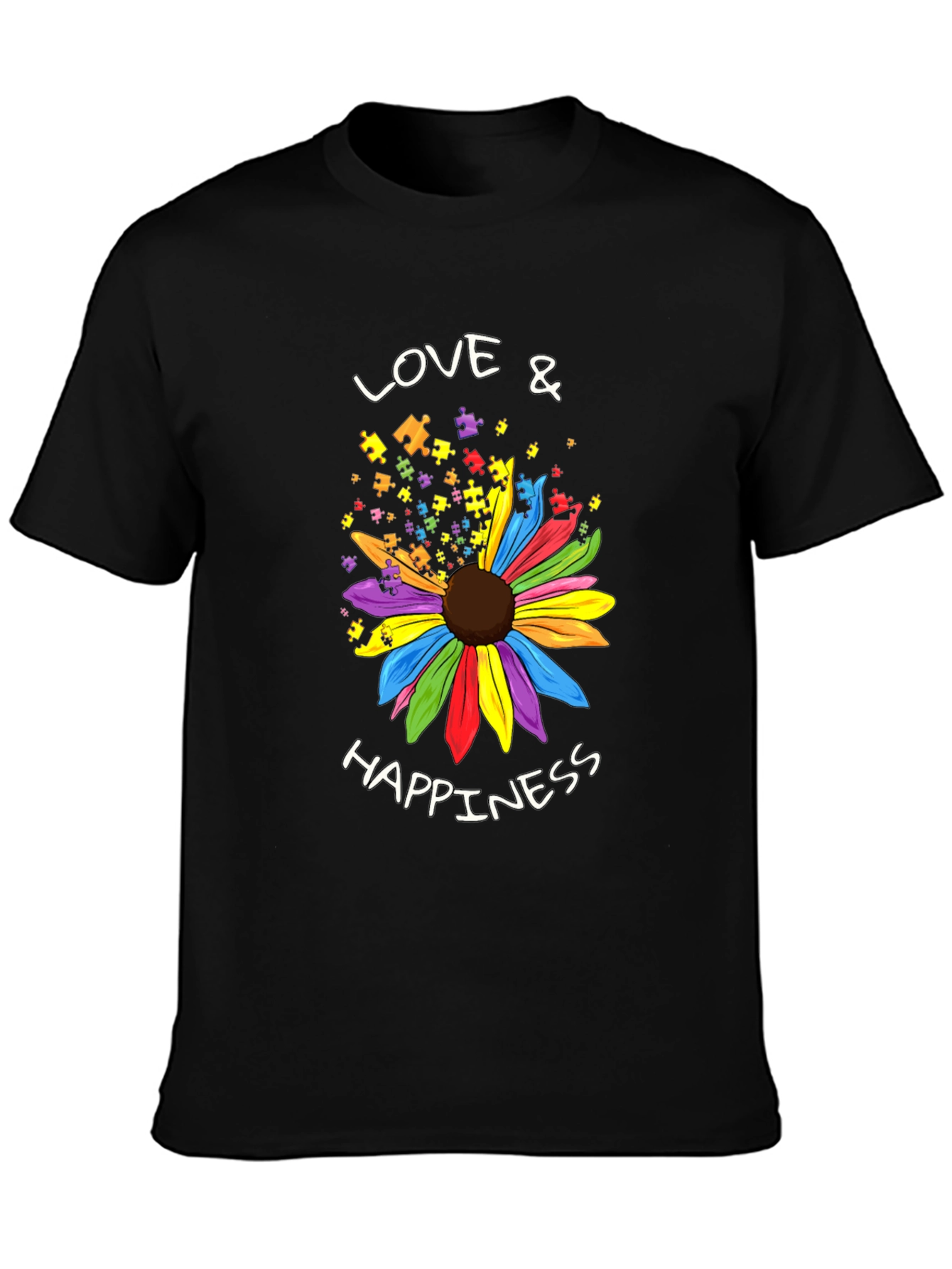 Love & Happiness Autism Awareness Flower T-Shirt
