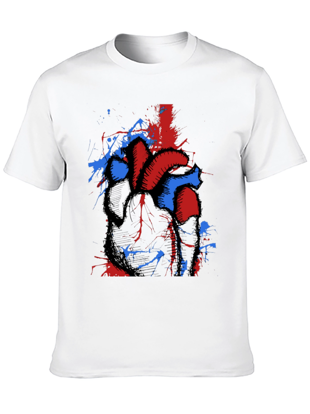 Anatomical Heart Splatter Graphic Tee - Unique Design