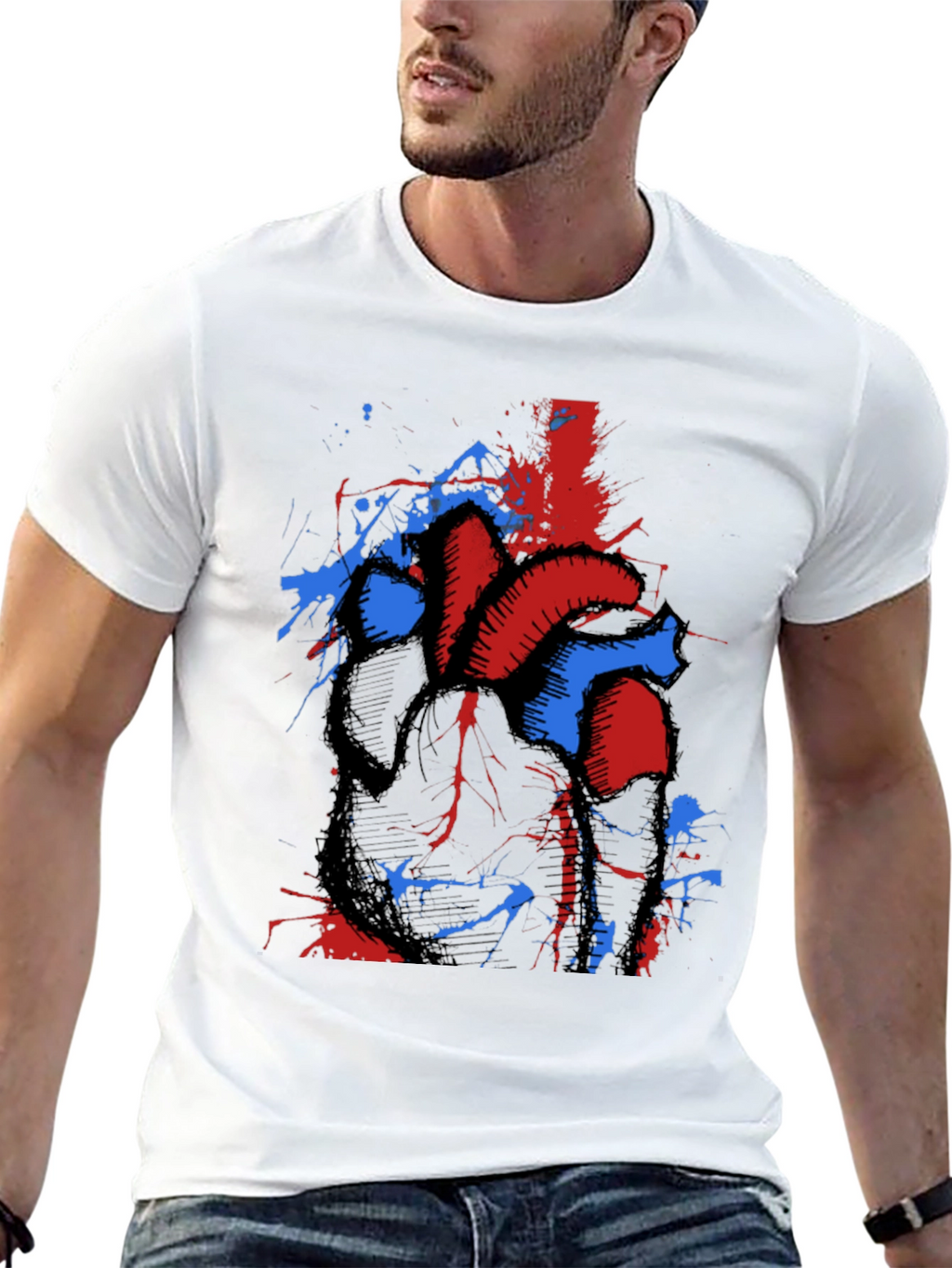 Anatomical Heart Splatter Graphic Tee - Unique Design