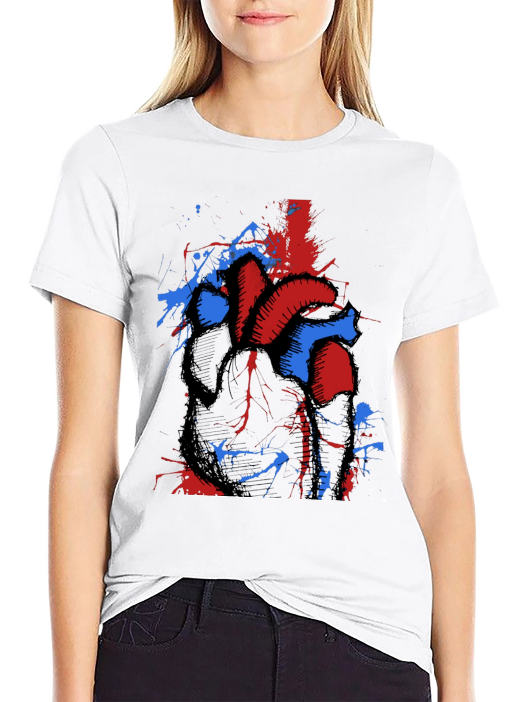Anatomical Heart Splatter Graphic Tee - Unique Design