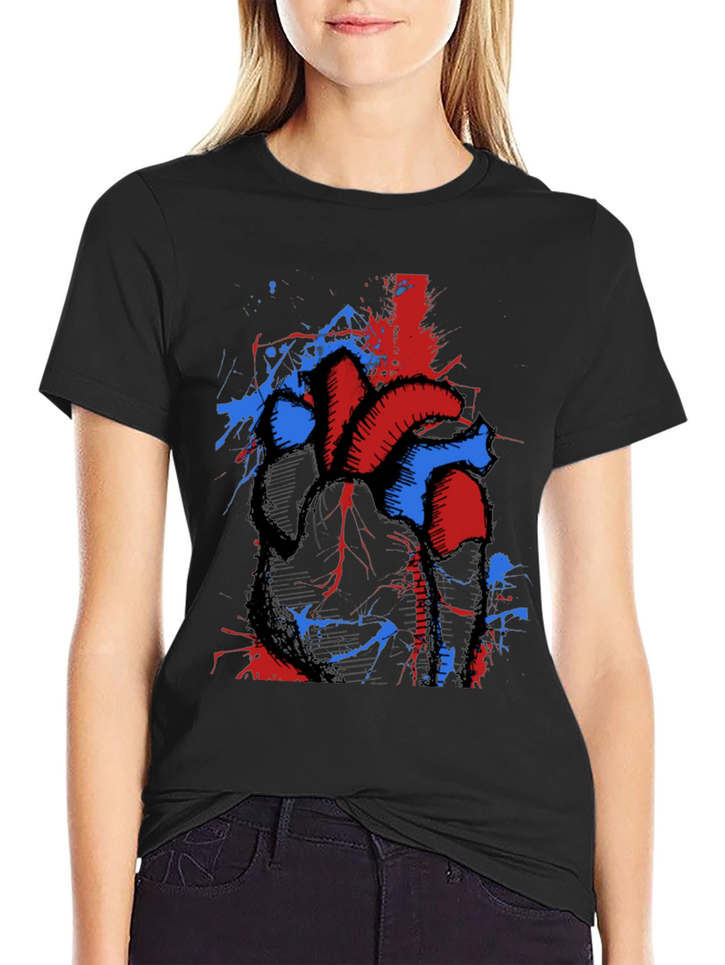 Anatomical Heart Splatter Graphic Tee - Unique Design