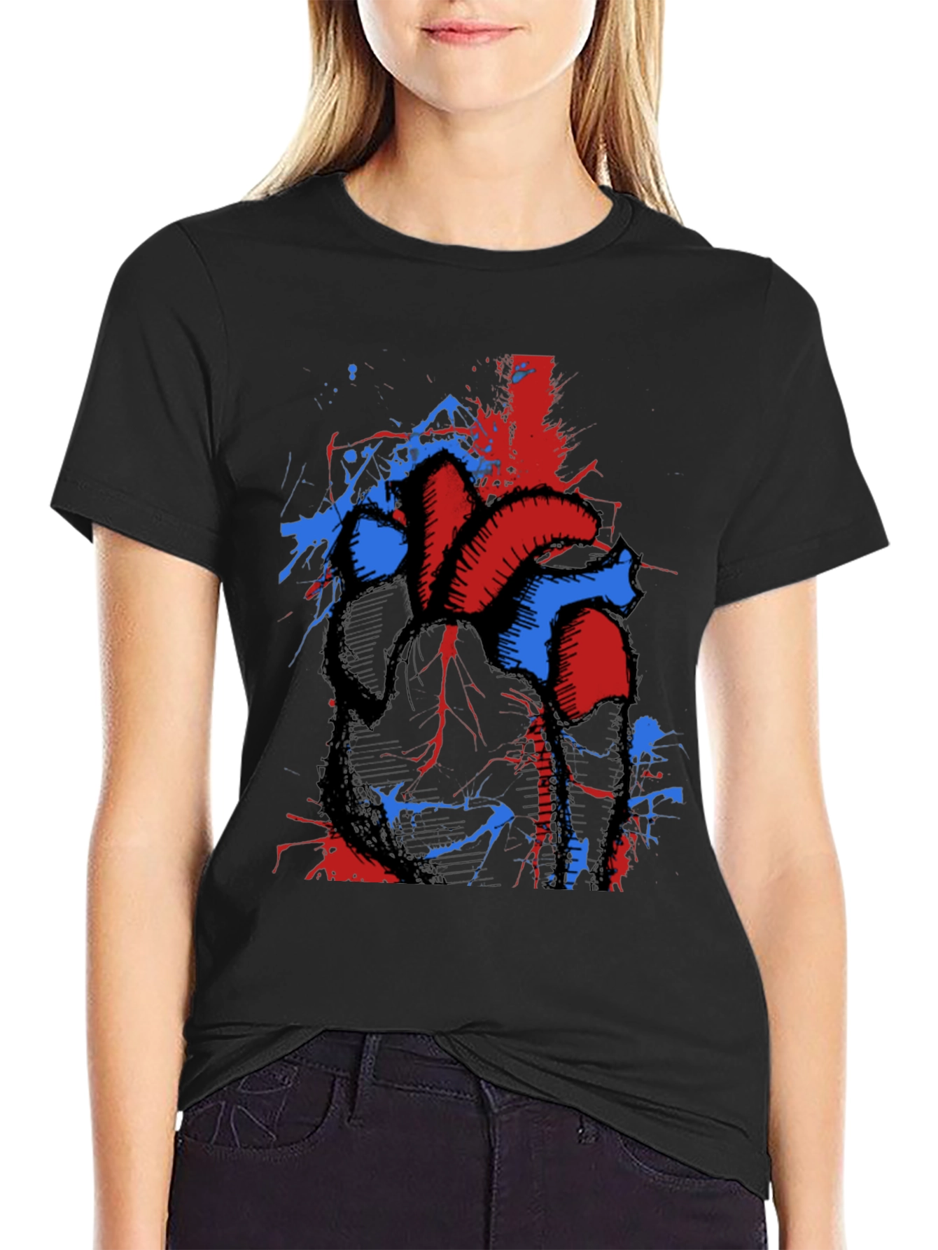 Anatomical Heart Splatter Graphic Tee - Unique Design
