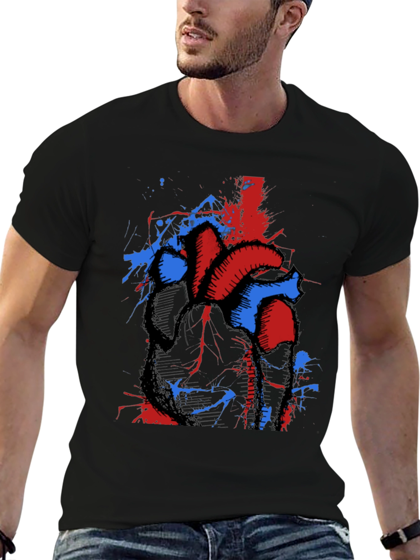 Anatomical Heart Splatter Graphic Tee - Unique Design