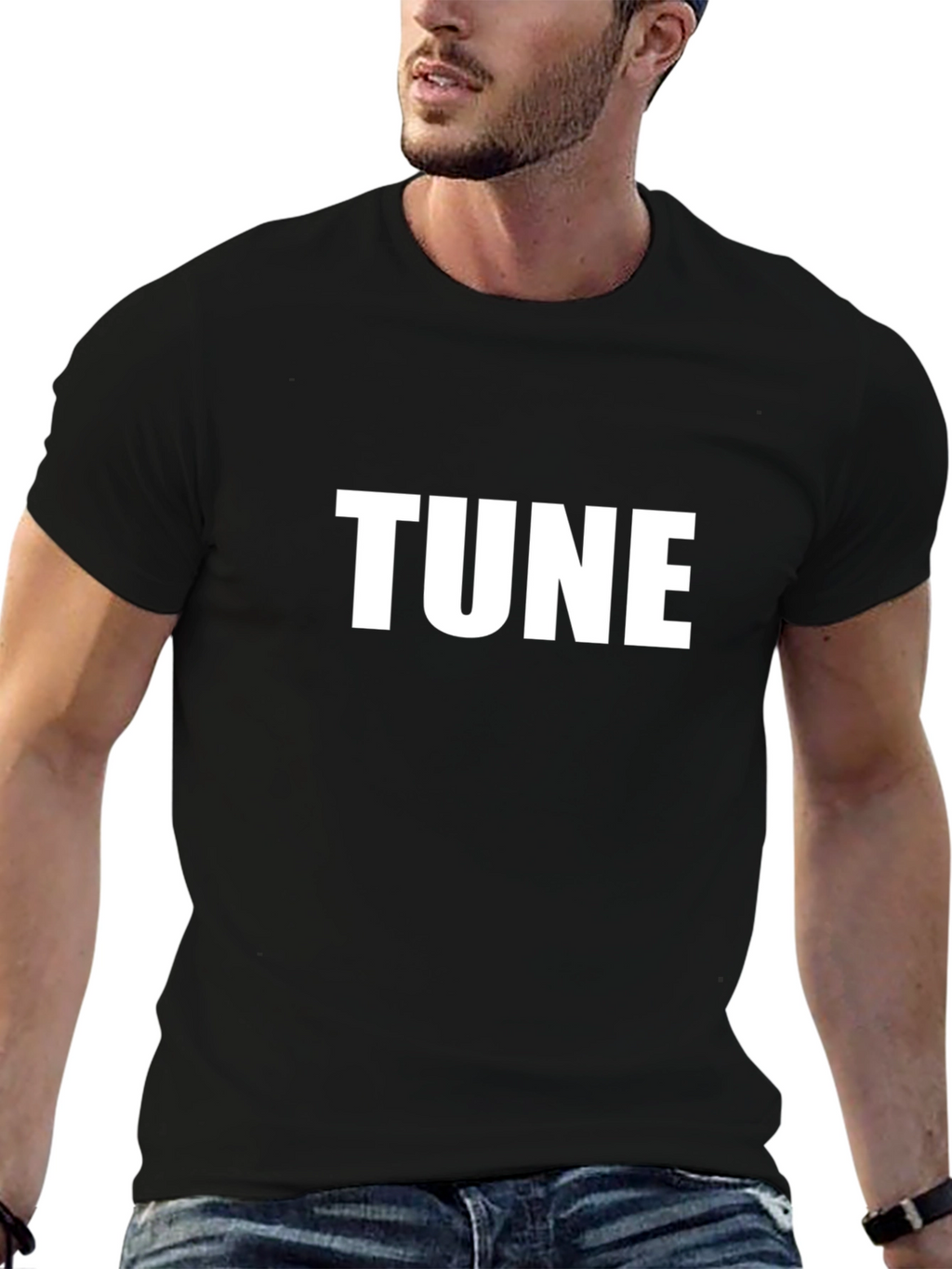 Tune Black Cotton Tee