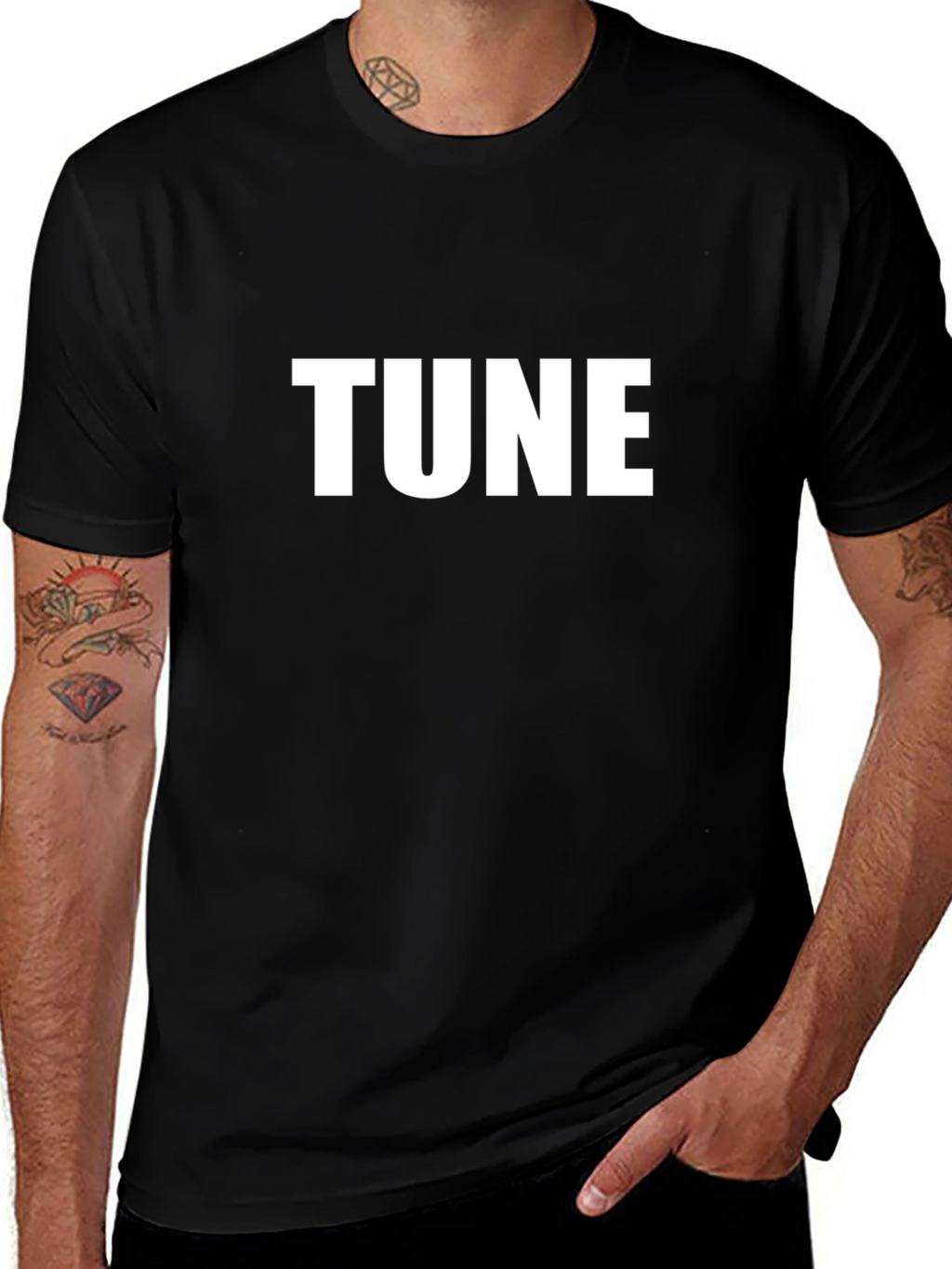 Tune Black Cotton Tee