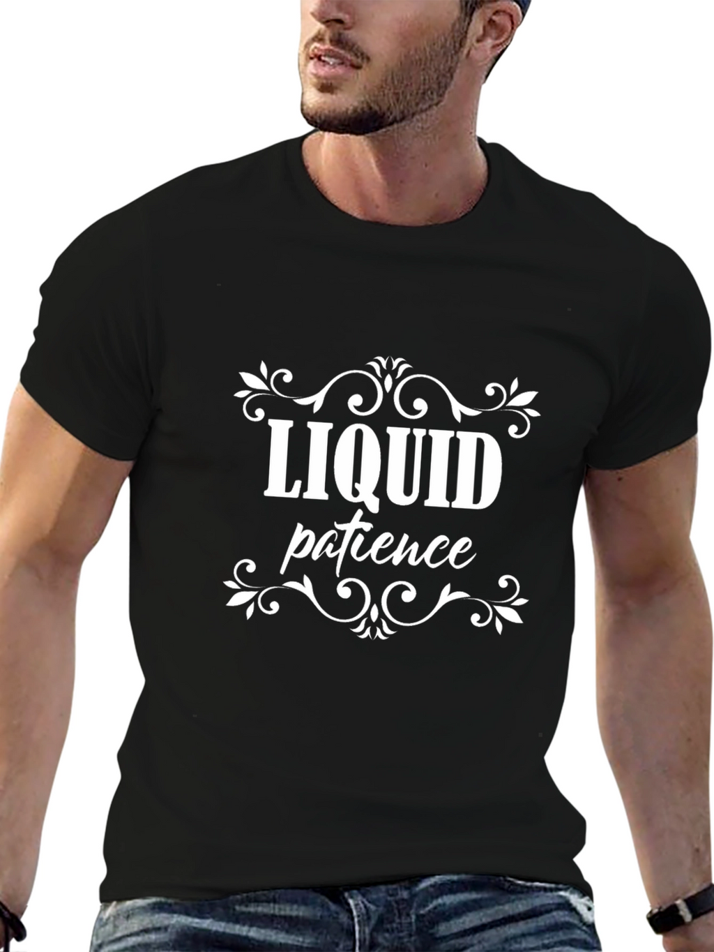 Liquid Patience Graphic Tee - Comfy Black T-Shirt