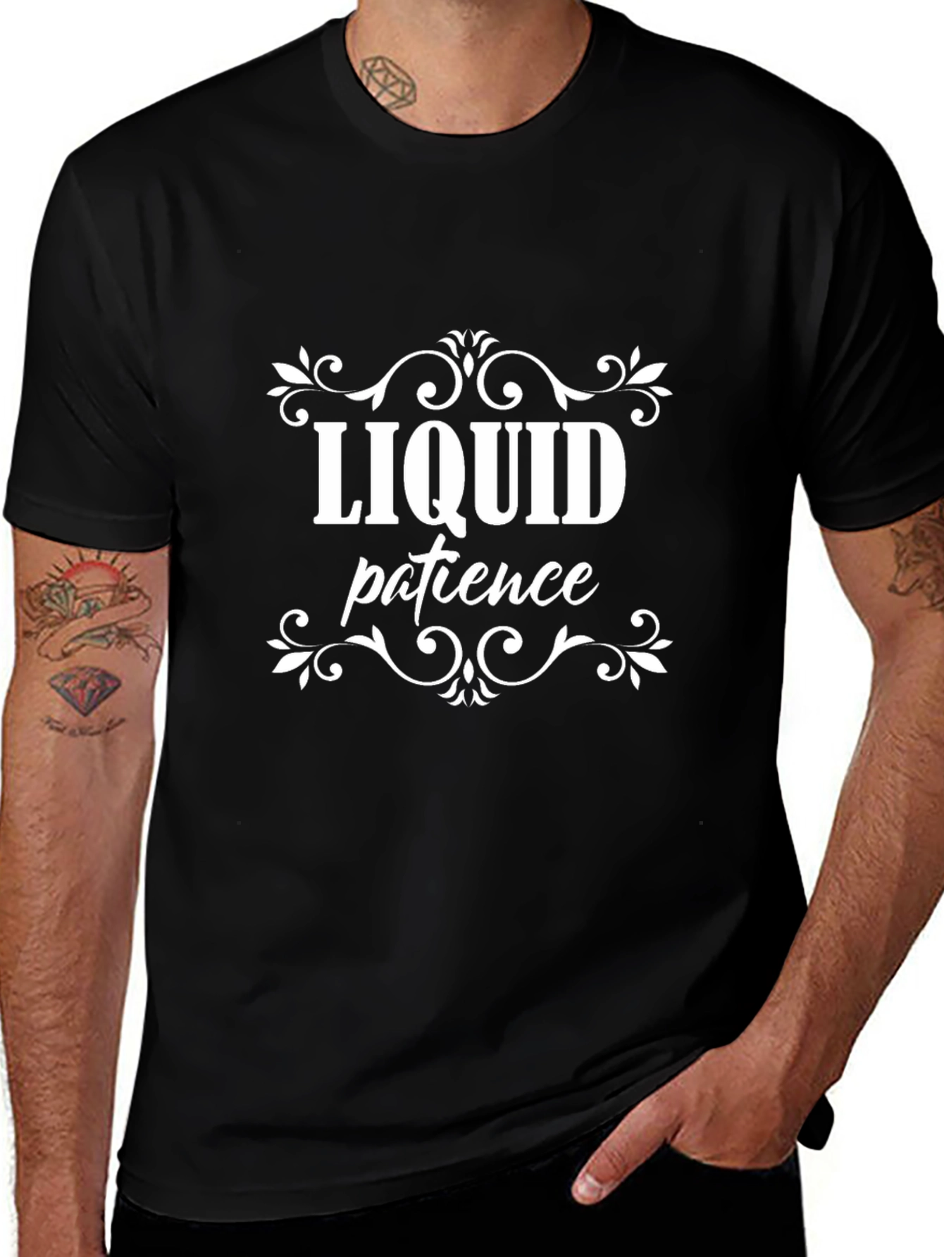 Liquid Patience Graphic Tee - Comfy Black T-Shirt