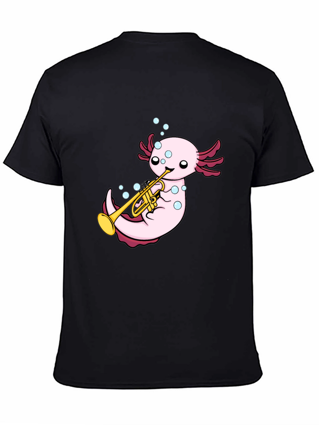 Axolotl Trumpet Player Graphic T-Shirt - Black