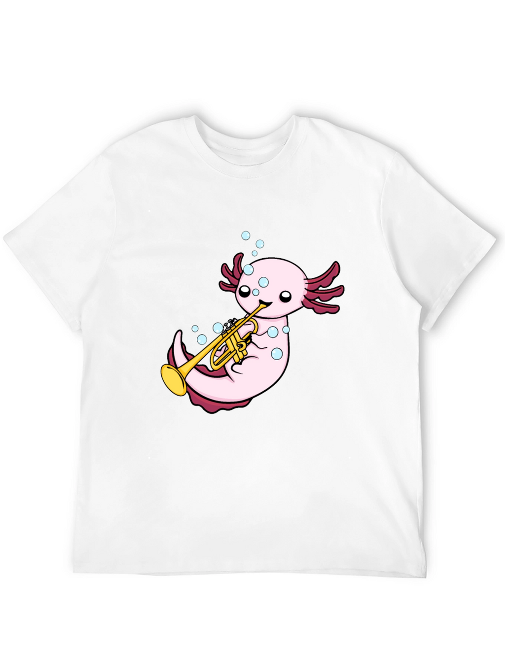 Axolotl Trumpet Player Graphic T-Shirt - Black