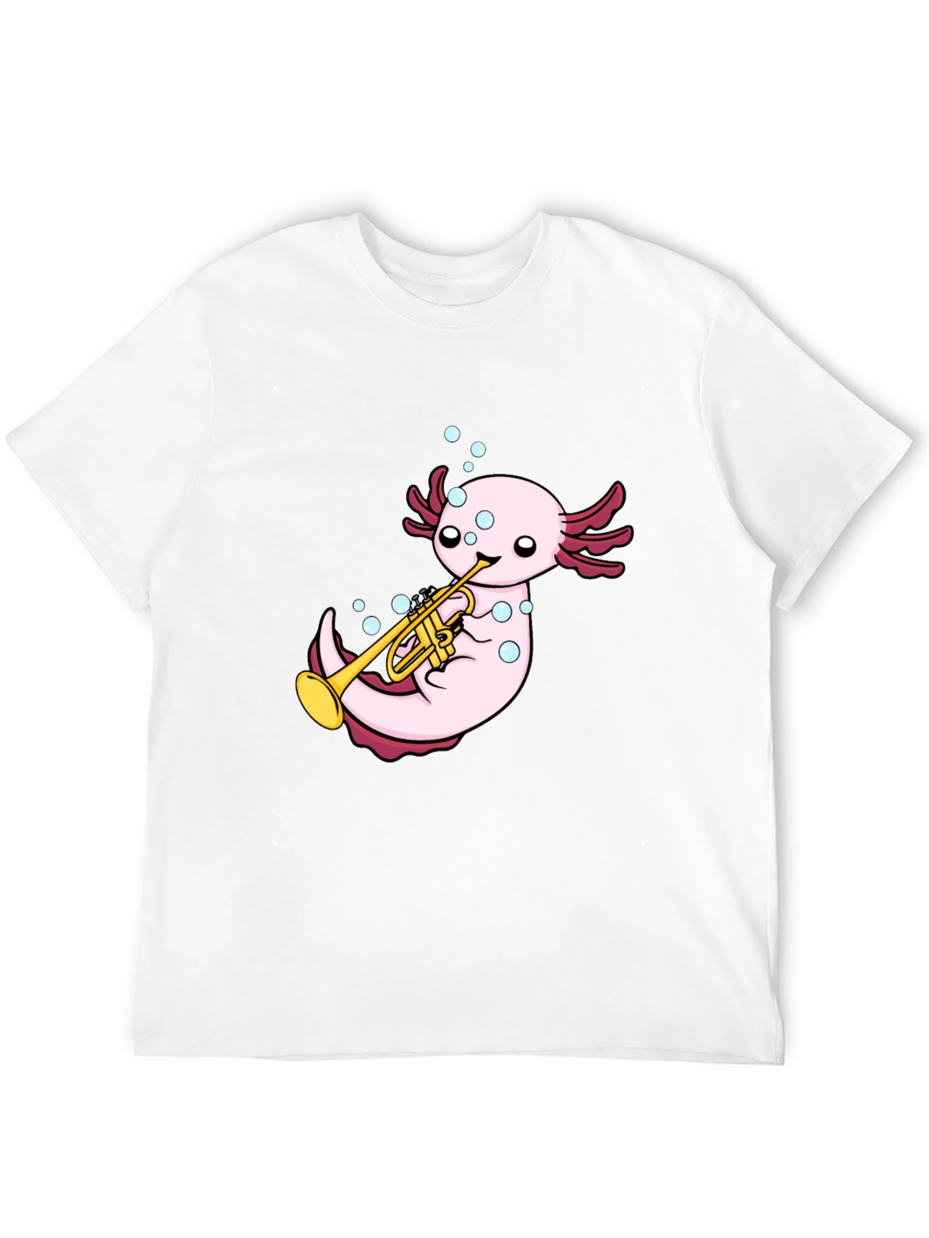 Axolotl Trumpet Player Graphic T-Shirt - Black
