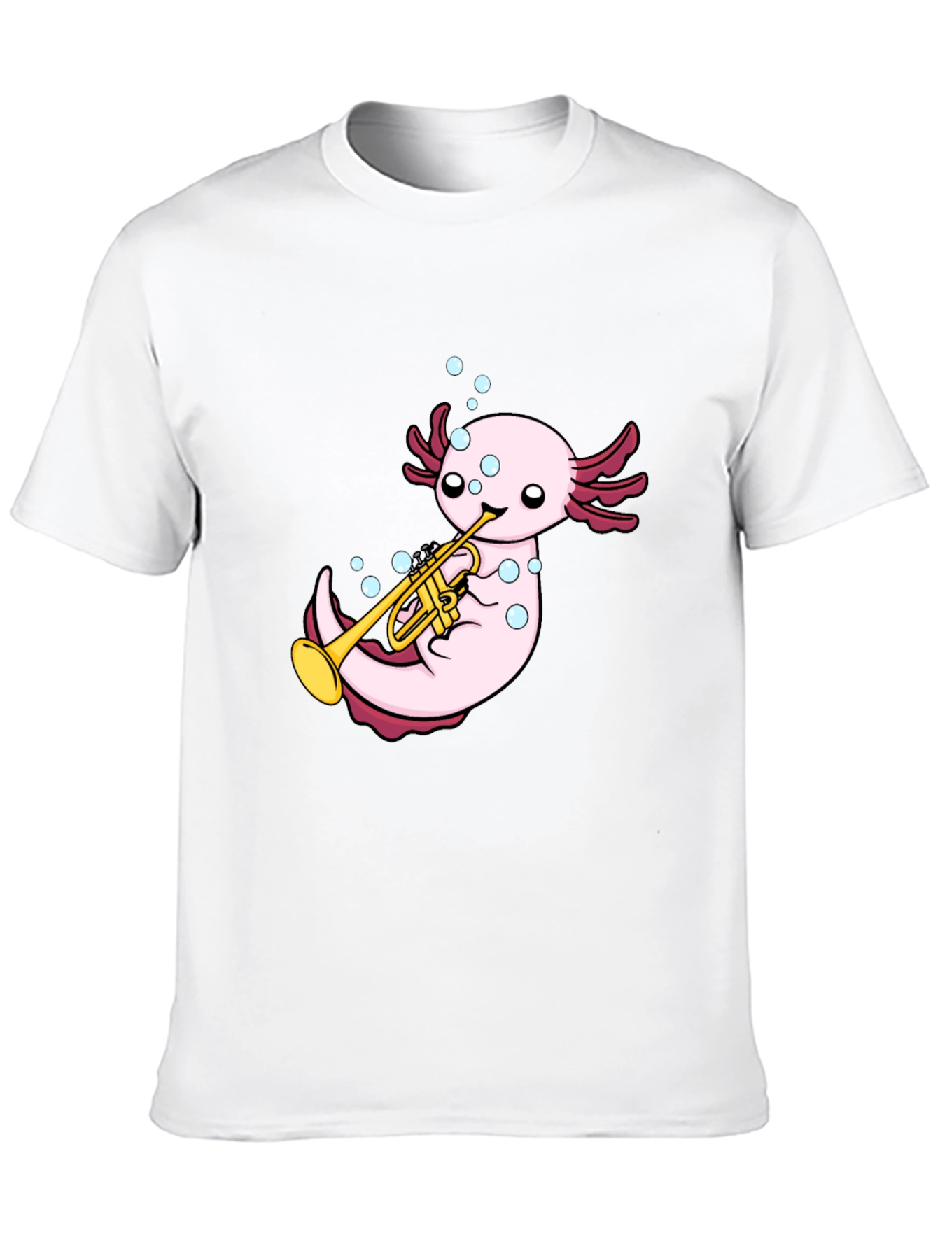 Axolotl Trumpet Player Graphic T-Shirt - Black