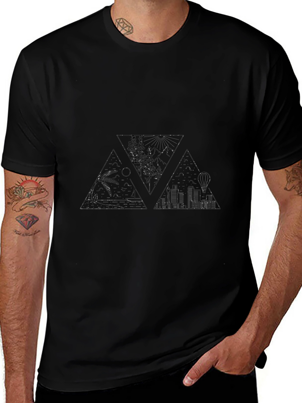 Modern Graphic Black T-Shirt