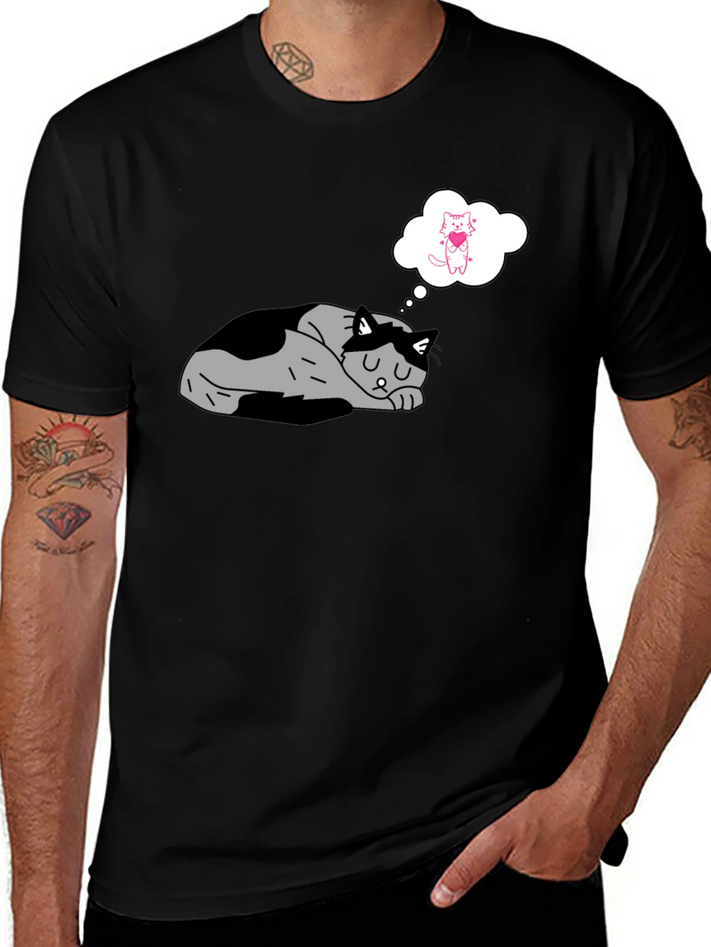 Dreaming Cat T-Shirt - Black