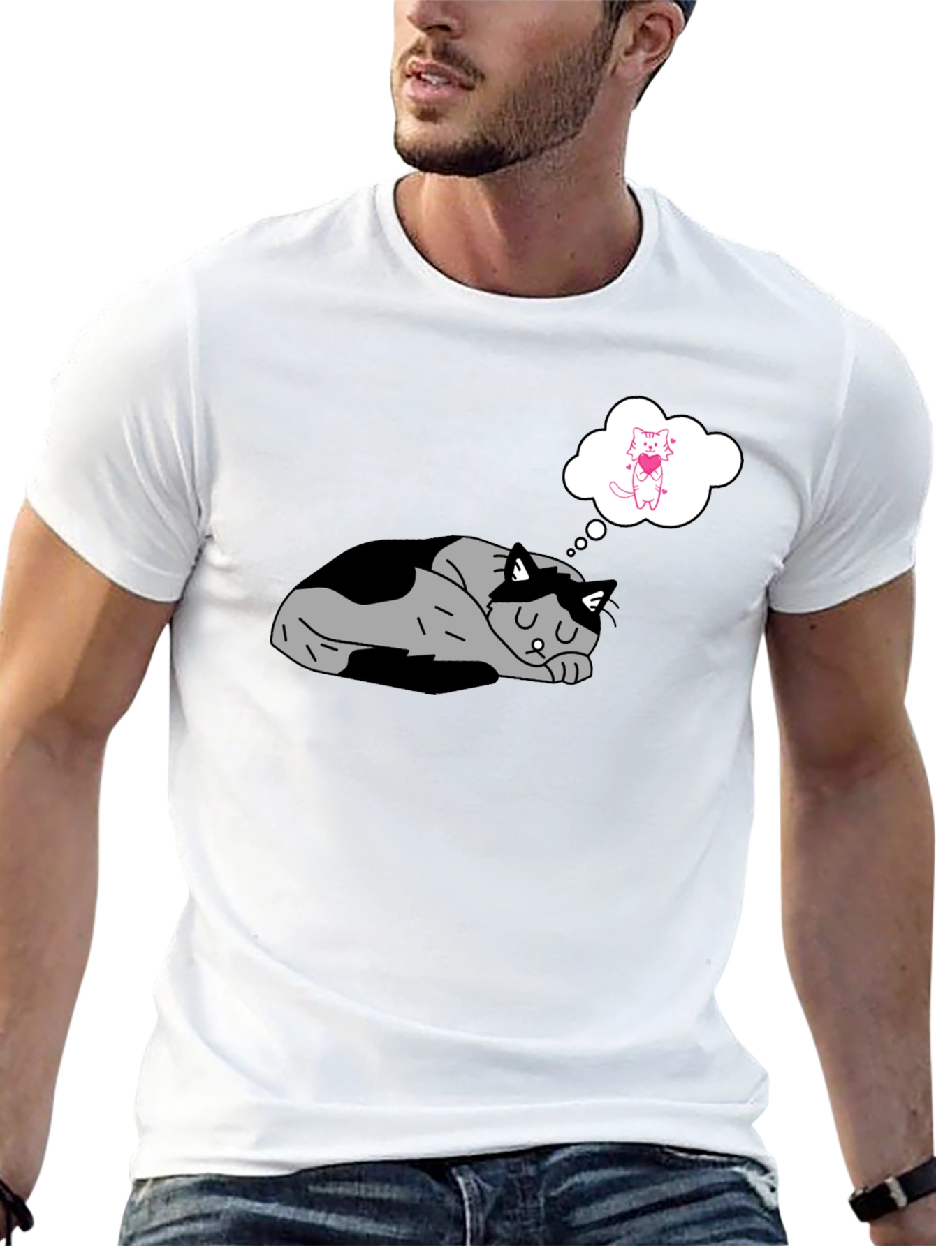 Dreaming Cat T-Shirt - Black