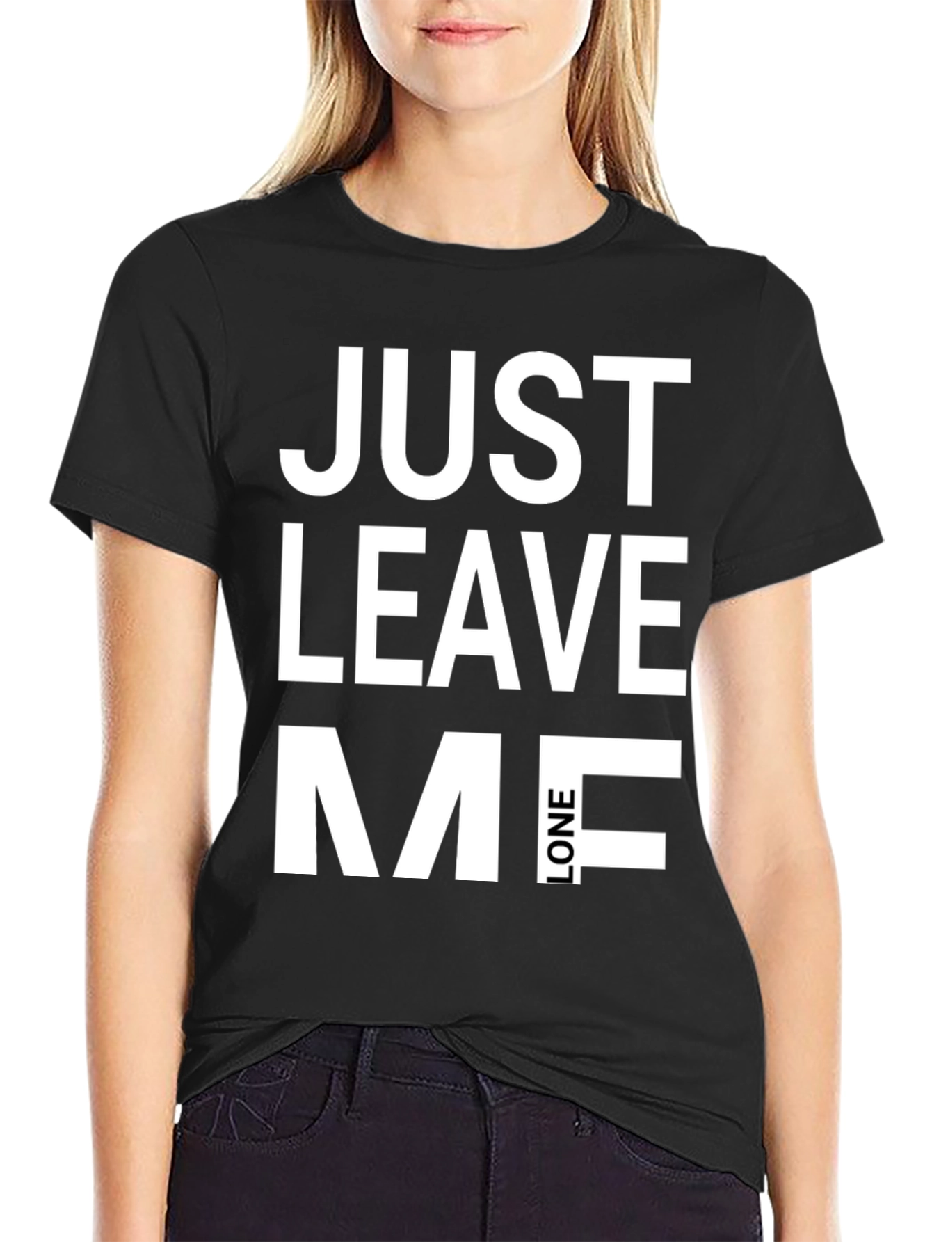 Just Leave Me Alone Graphic Tee - Black