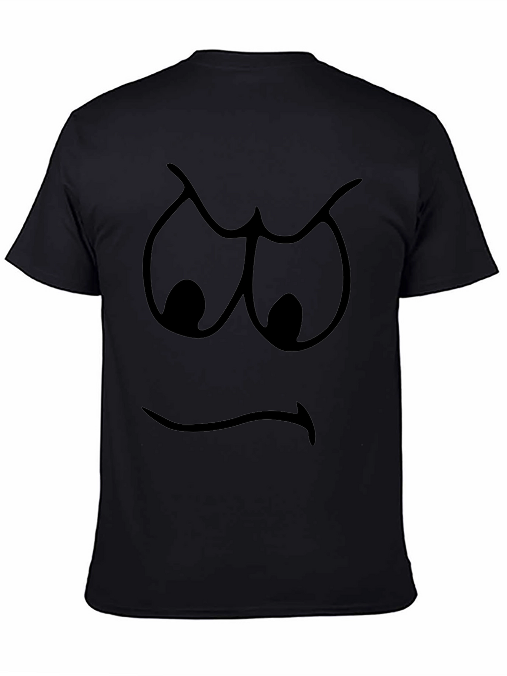 Grumpy Face Graphic T-Shirt - Black Cotton Tee