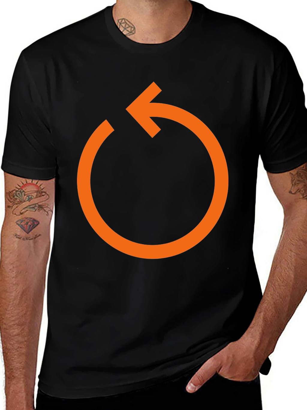 Orange Rotate Arrow Graphic T-Shirt