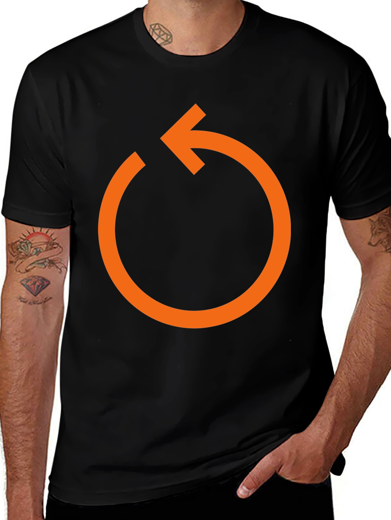 Orange Rotate Arrow Graphic T-Shirt
