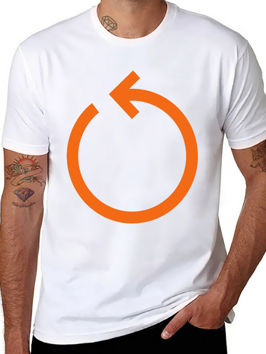 Orange Rotate Arrow Graphic T-Shirt