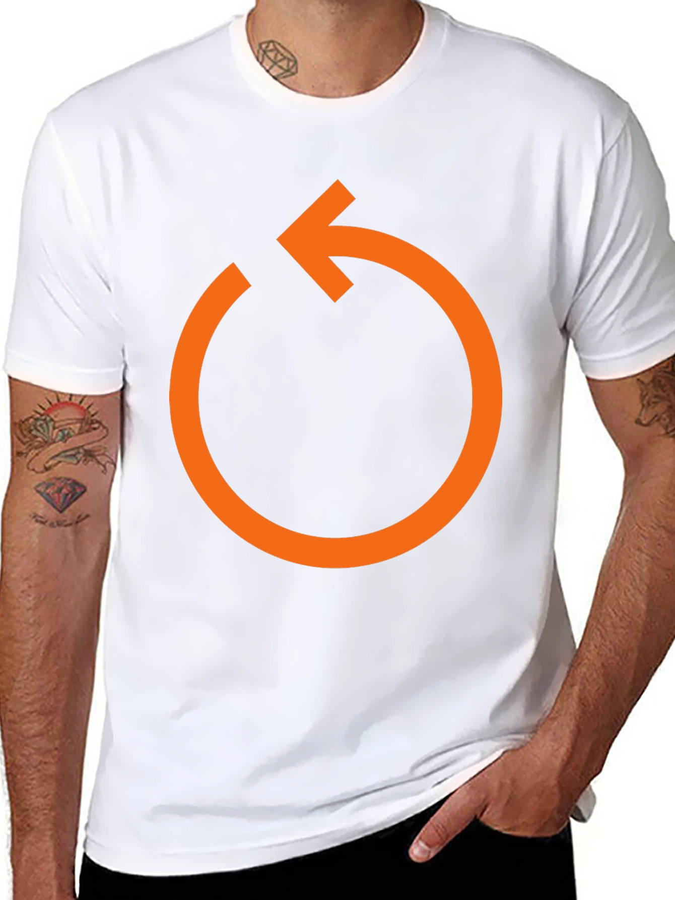Orange Rotate Arrow Graphic T-Shirt